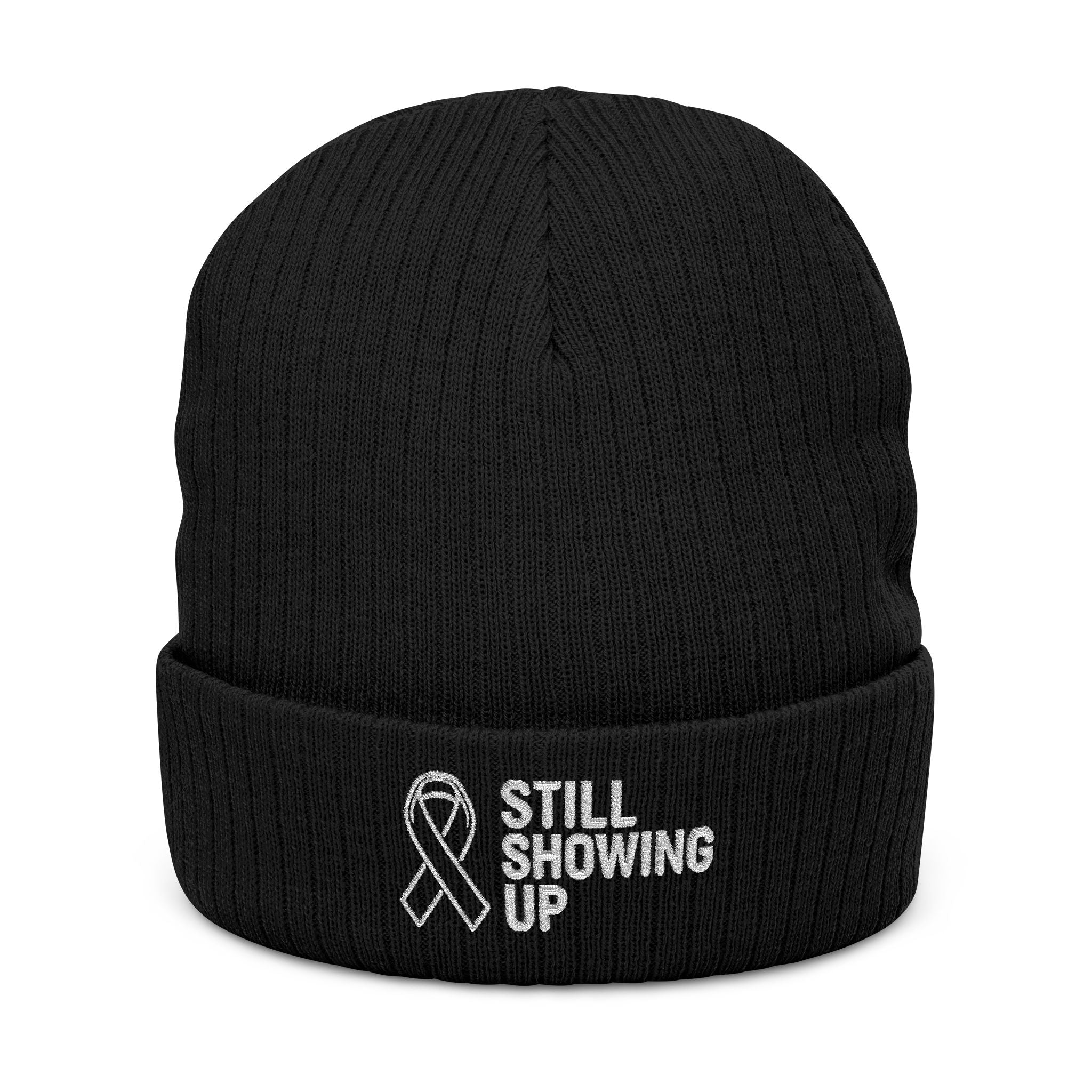 Still Showing Up Embroidered Beanie — Soft Italian Sourced Knit