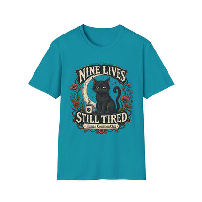 Nine Lives, Still Tired Black Cat T-Shirt