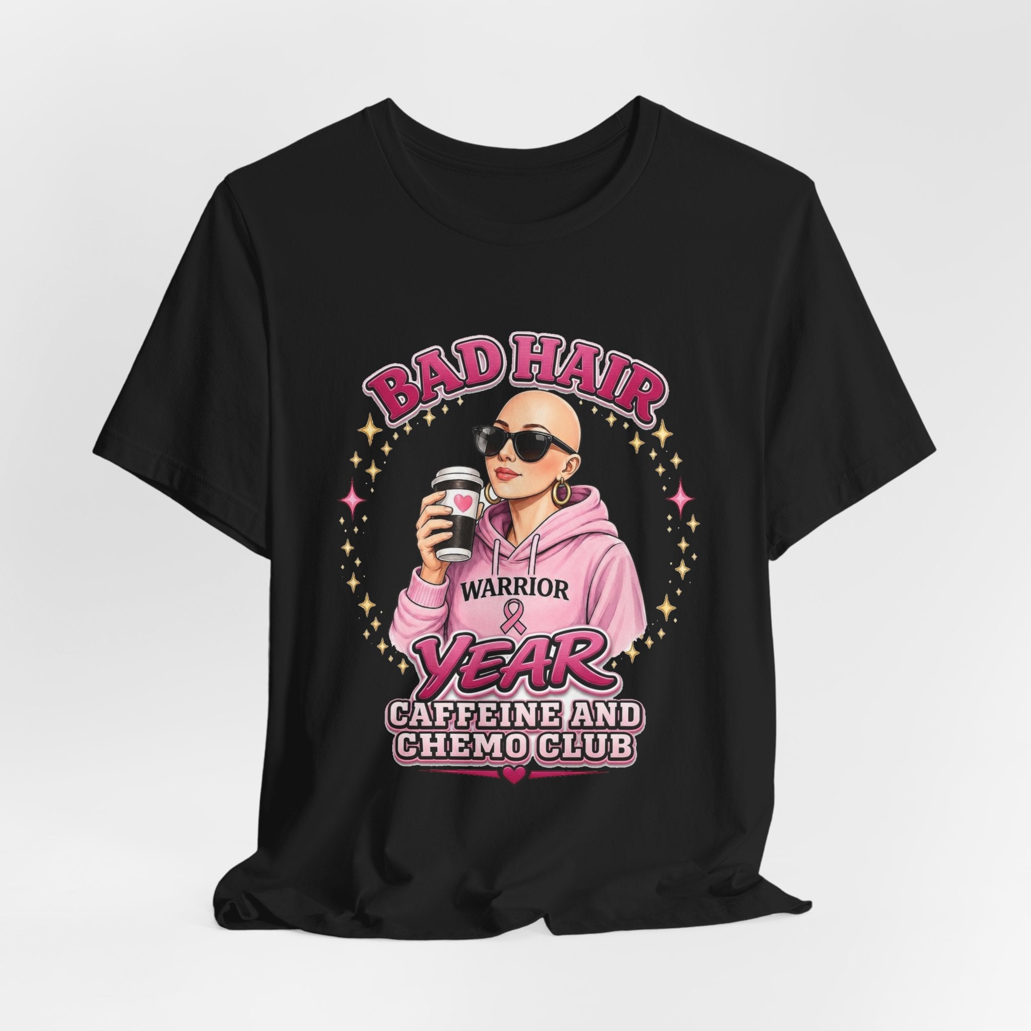 Bad Hair Year Shirt | Caffeine and Chemo Club Tee | Funny Chemo Warrior Cancer Support Gift