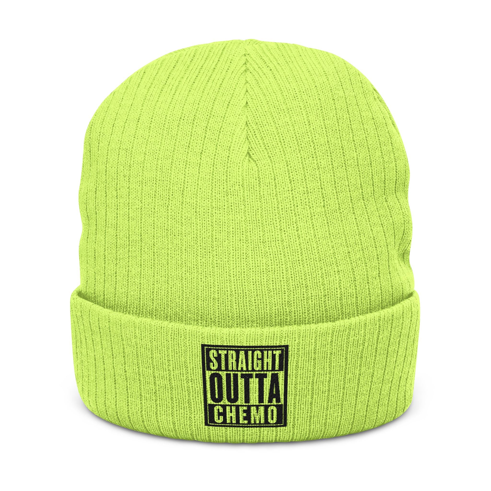 Straight Outta Chemo Wide Ribbed Beanie| Funny Chemo Hat | Cancer Patient Gift | Dark Humor Cancer Support Cap | Soft for Sensitive Skin