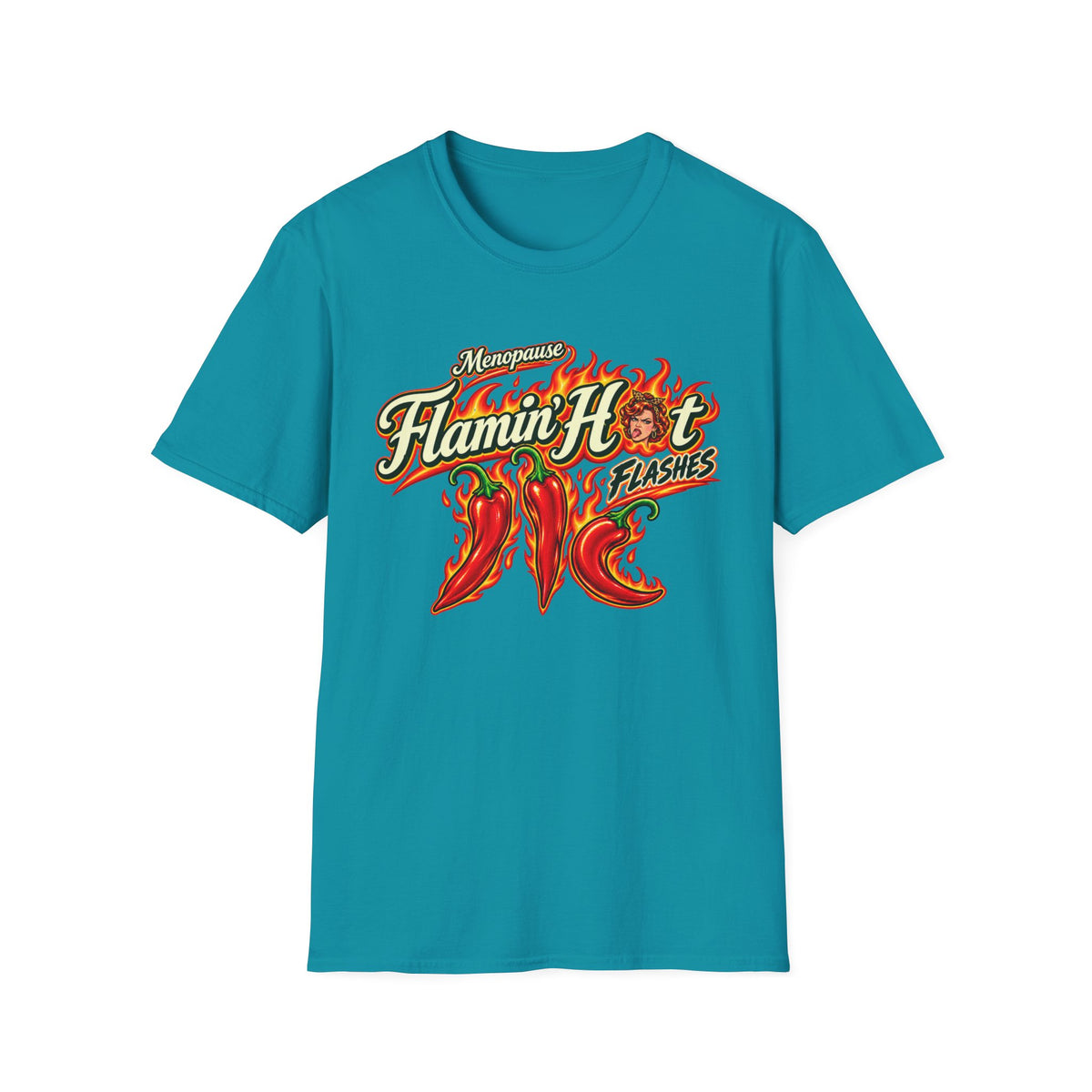 Menopause Flamin’ Hot Flashes Deluxe T-Shirt
