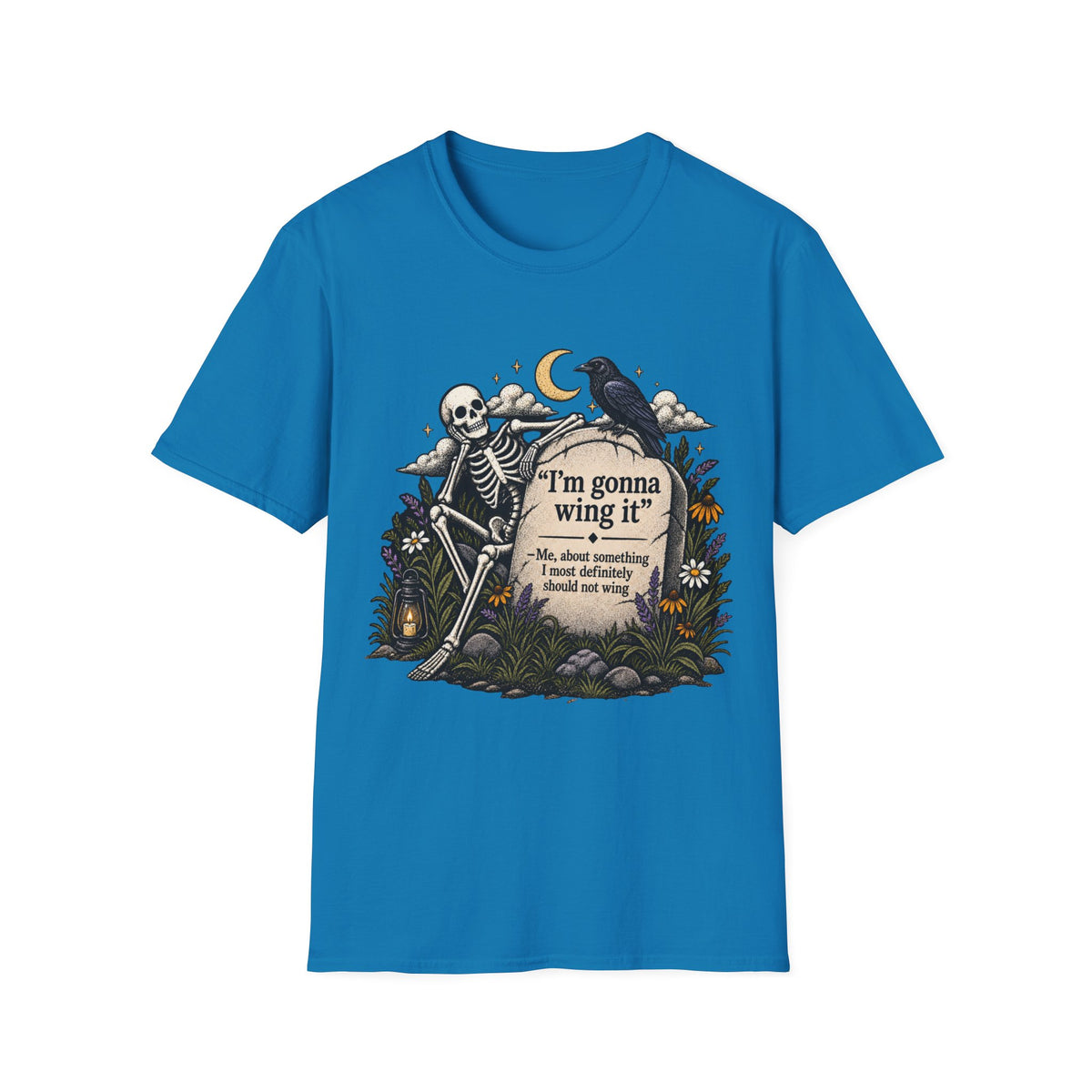 I’m Gonna Wing It Skeleton Tee | Funny Dark Humor Halloween Shirt