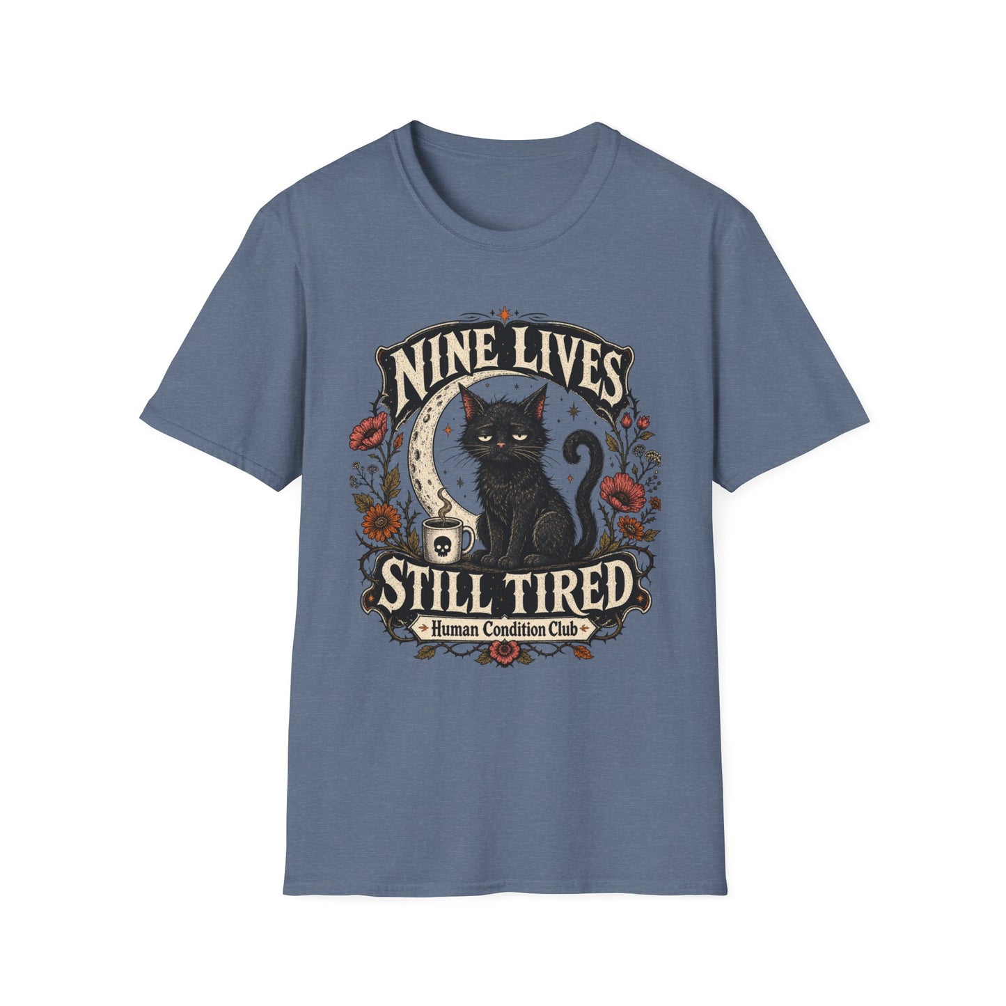 Nine Lives, Still Tired Black Cat T-Shirt