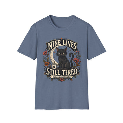 Nine Lives, Still Tired Black Cat T-Shirt