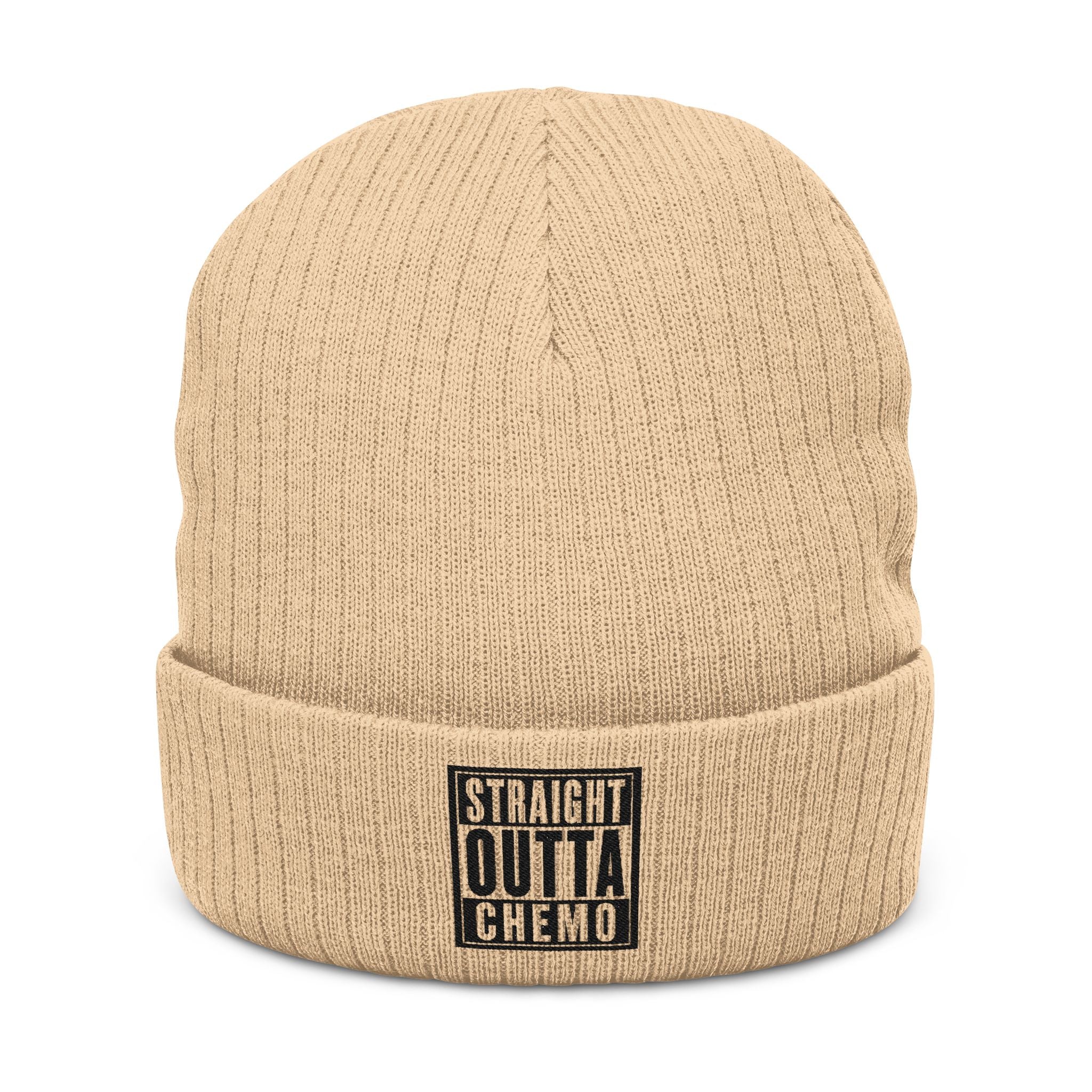 Straight Outta Chemo Wide Ribbed Beanie| Funny Chemo Hat | Cancer Patient Gift | Dark Humor Cancer Support Cap | Soft for Sensitive Skin