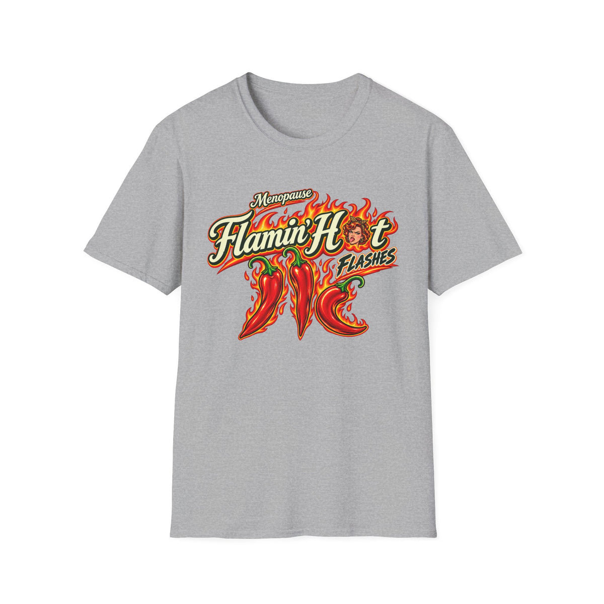 Menopause Flamin’ Hot Flashes Deluxe T-Shirt