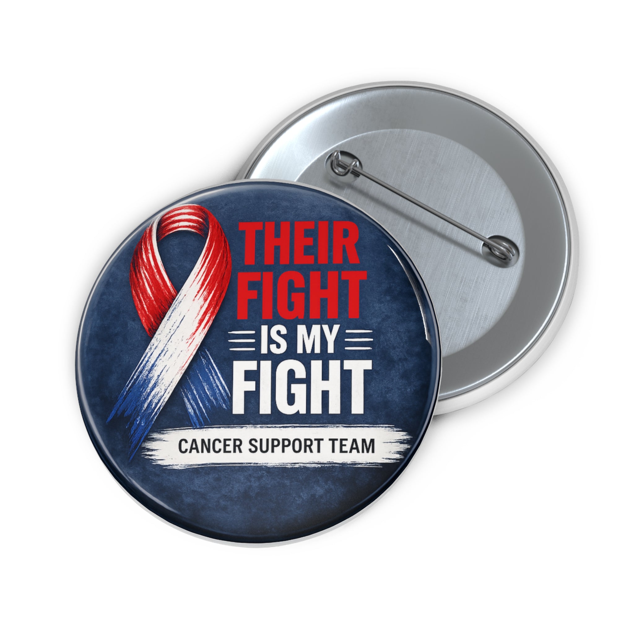 Cancer Gift , Their Fight Is My Fight Cancer Support Button, Red White Blue Cancer Awareness Pin, Cancer Support Team, Patriotic Ribbon Pin