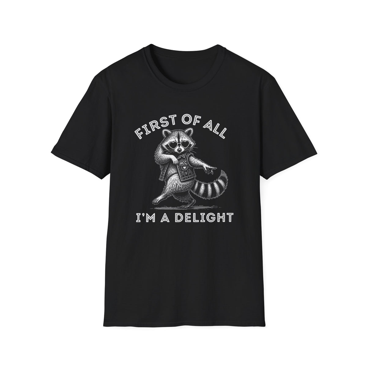 First of All, I’m a Delight | Funny Raccoon T-Shirt