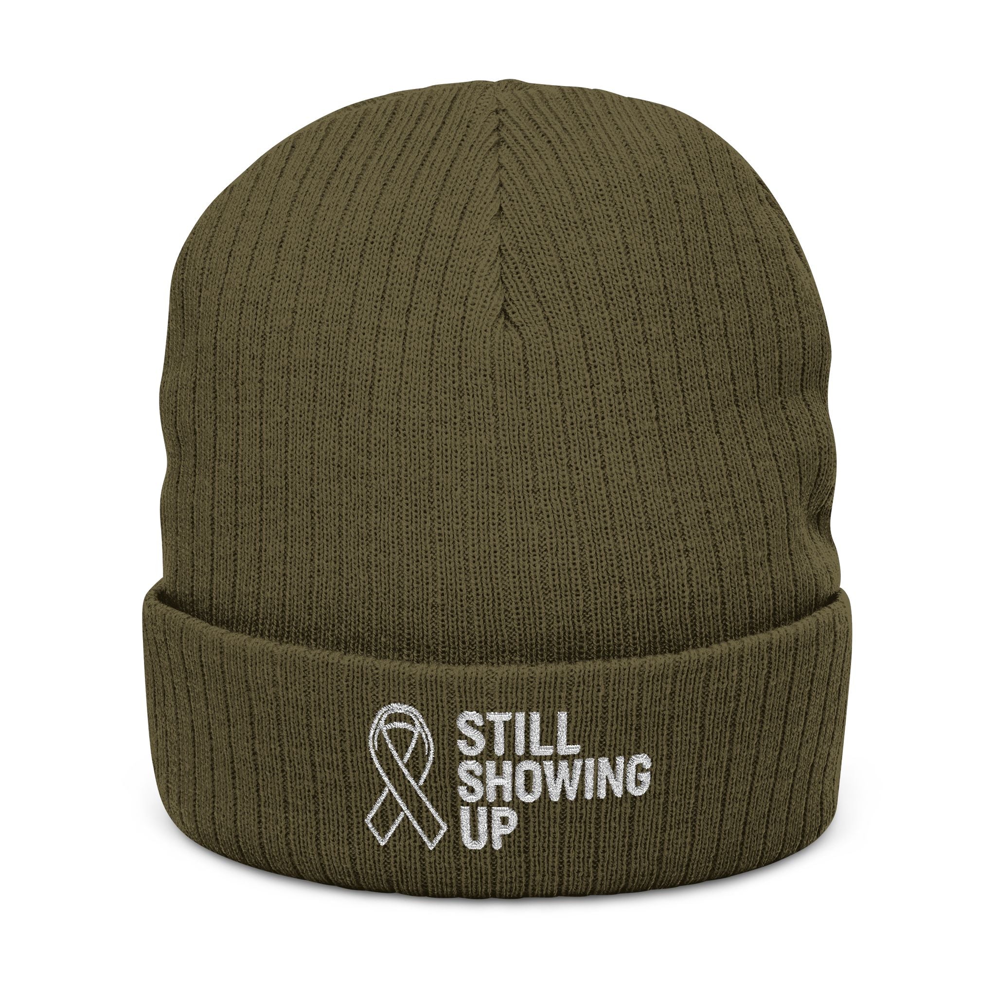 Still Showing Up Embroidered Beanie — Soft Italian Sourced Knit