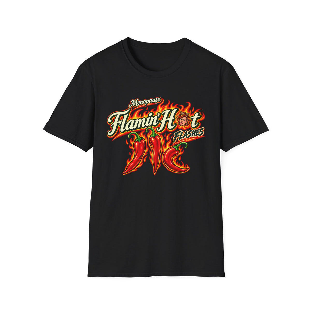 Menopause Flamin’ Hot Flashes Deluxe T-Shirt