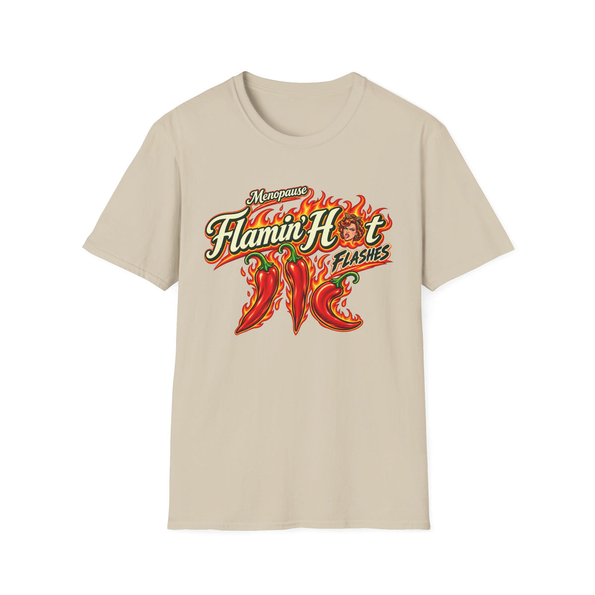 Menopause Flamin’ Hot Flashes Deluxe T-Shirt