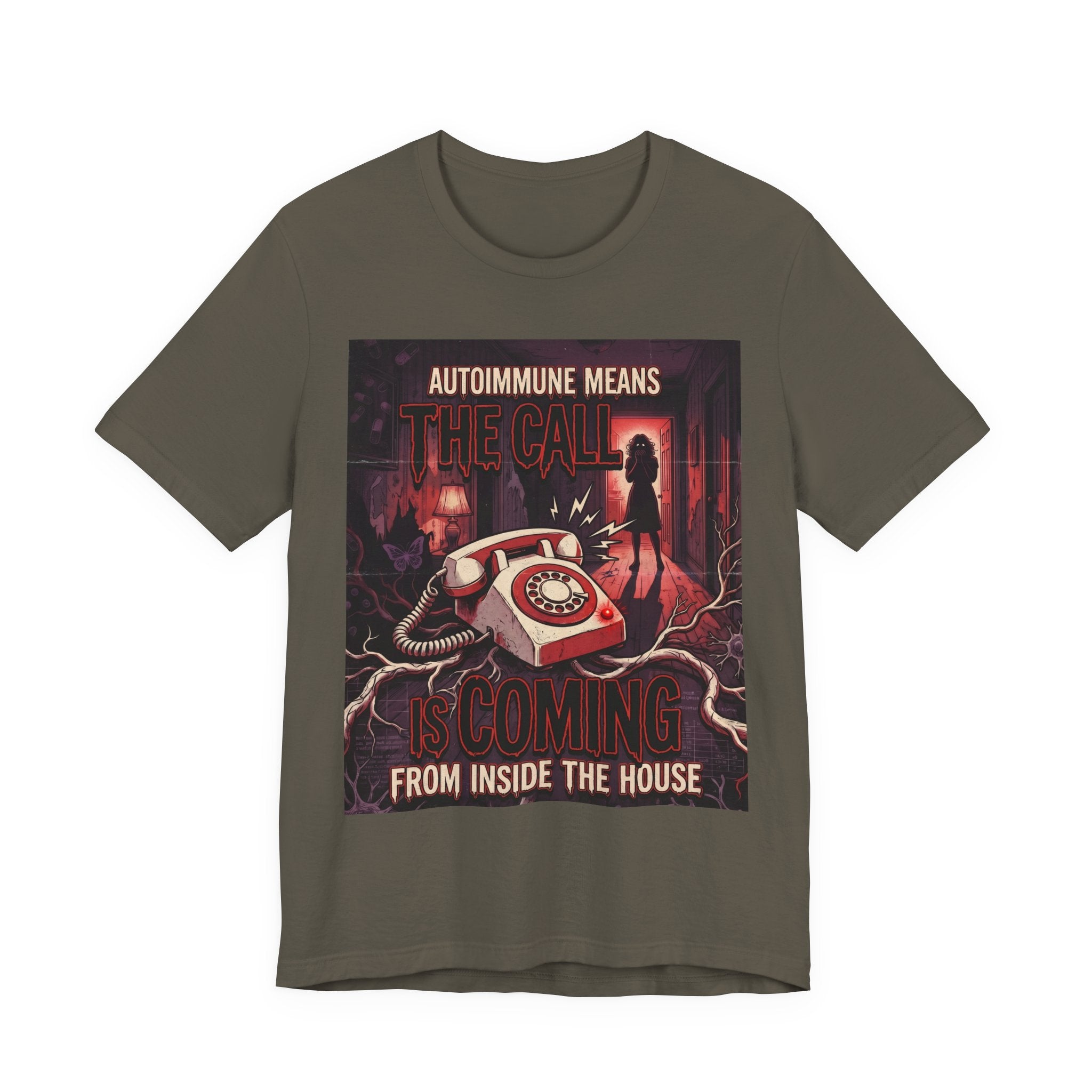 Autoimmune Funny Shirt Gift ,Chronic Illness Horror Tee, The Call Is Coming From Inside The House, Spoonie Gift, Lupus Sjorgrens| Emo Shirt