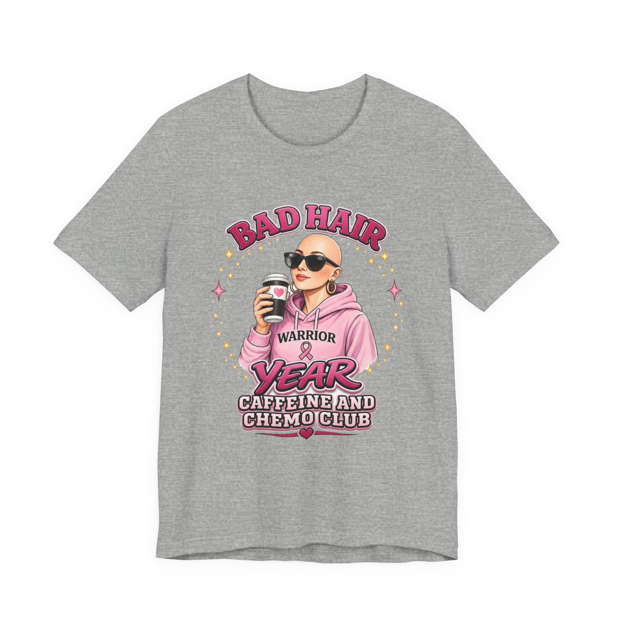 Bad Hair Year Shirt | Caffeine and Chemo Club Tee | Funny Chemo Warrior Cancer Support Gift