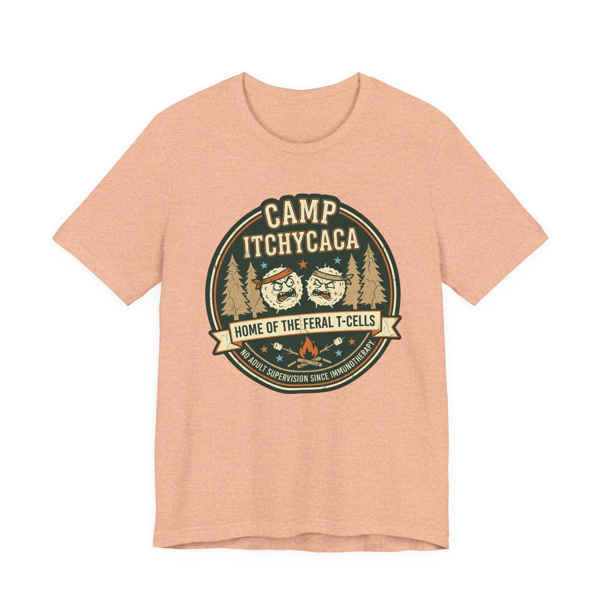 Immunotherapy Shirt,Camp ItchyCaca,Feral T-Cells Camping Tee,Funny Cancer Survivor Shirt,Dark Humor Chemo Immunotherapy Gift