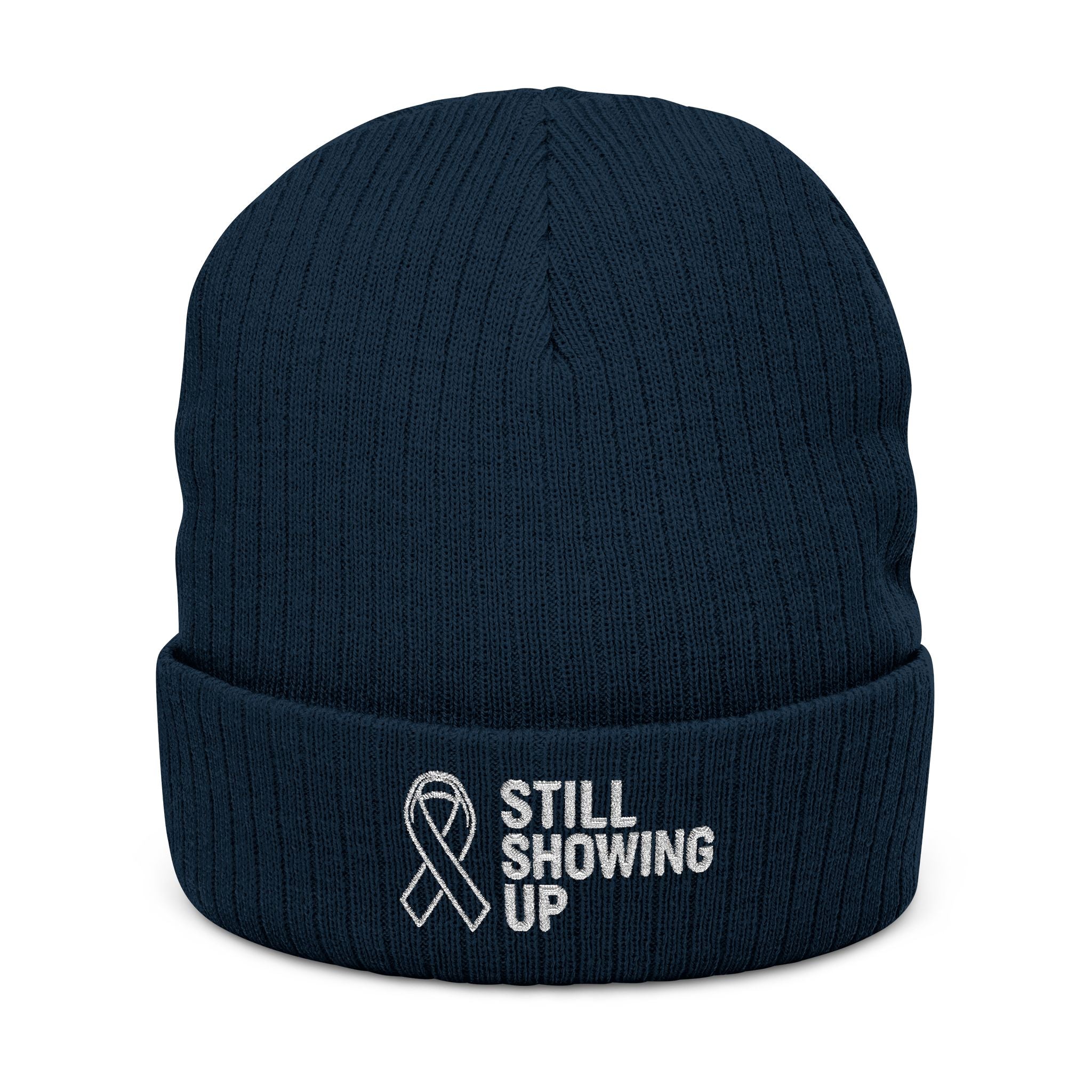 Still Showing Up Embroidered Beanie — Soft Italian Sourced Knit
