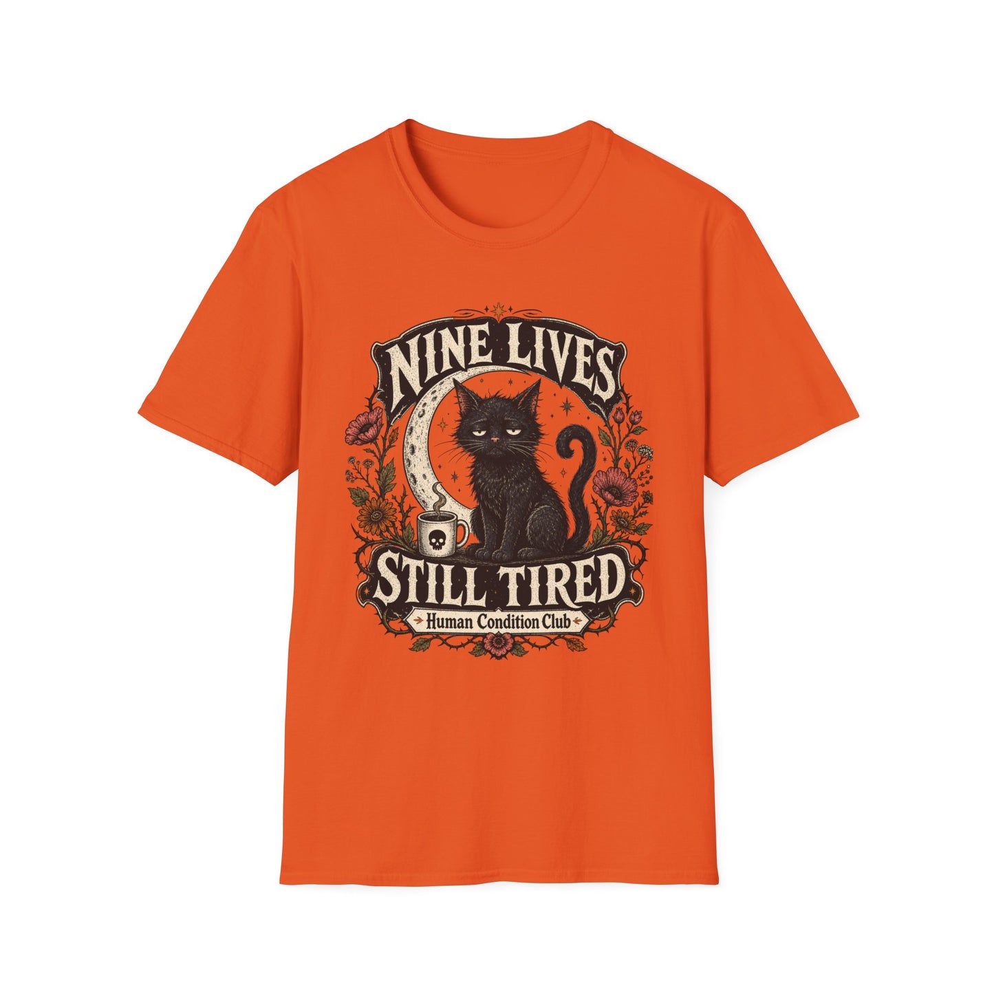 Nine Lives, Still Tired Black Cat T-Shirt