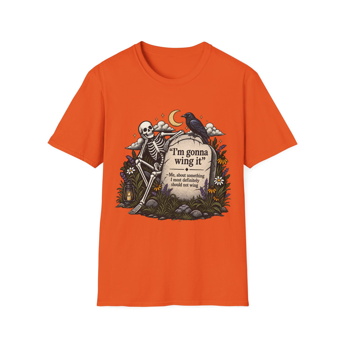 I’m Gonna Wing It Skeleton Tee | Funny Dark Humor Halloween Shirt