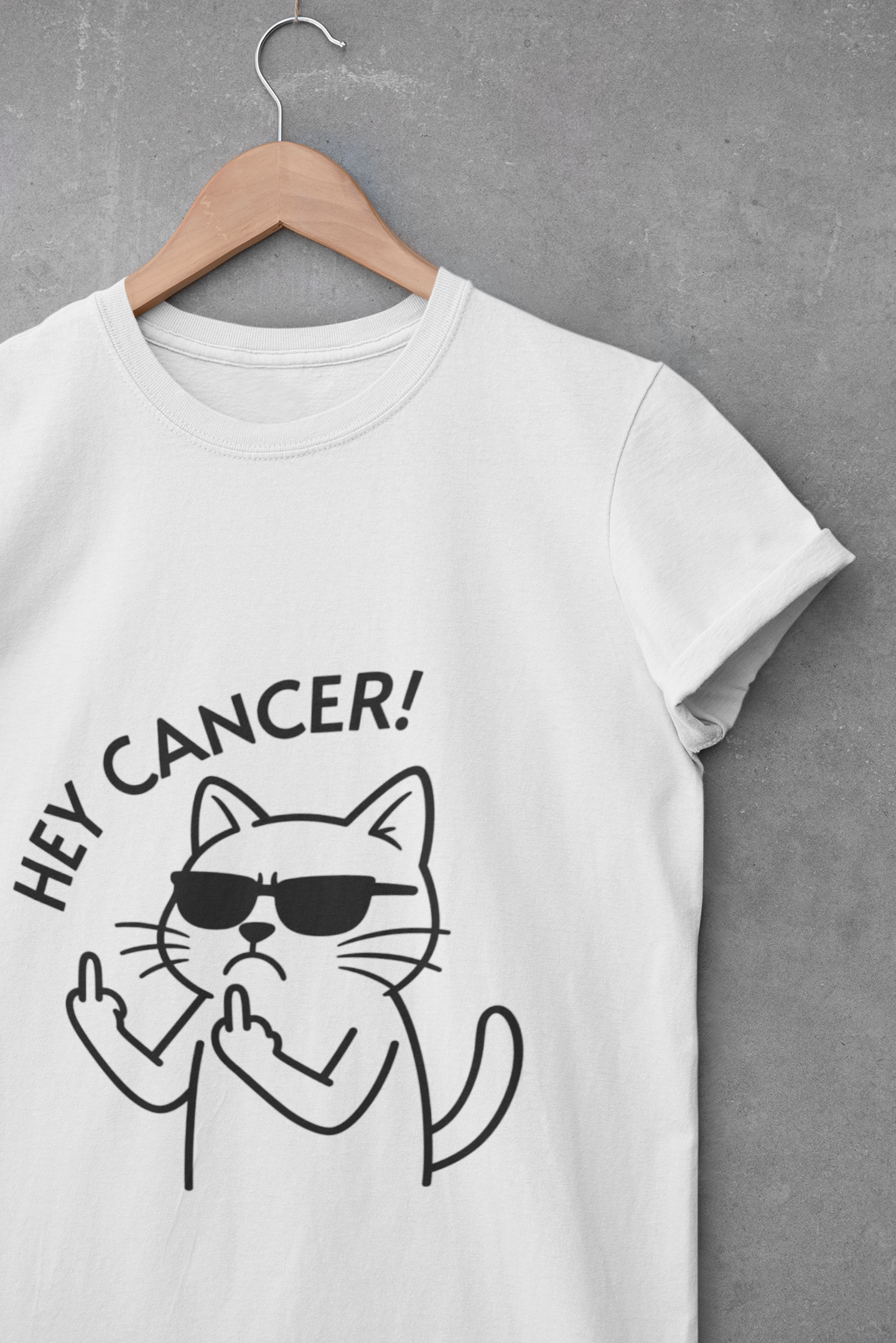 Hey Cancer Funny Cat T-Shirt