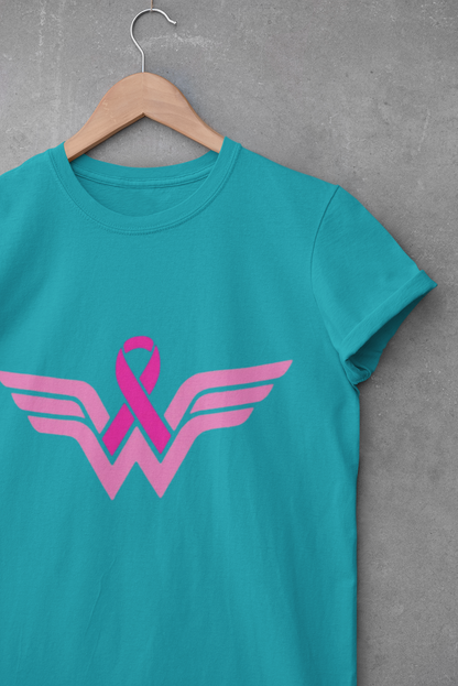 Superhero-Inspired Pink Ribbon Breast  Cancer T-Shirt