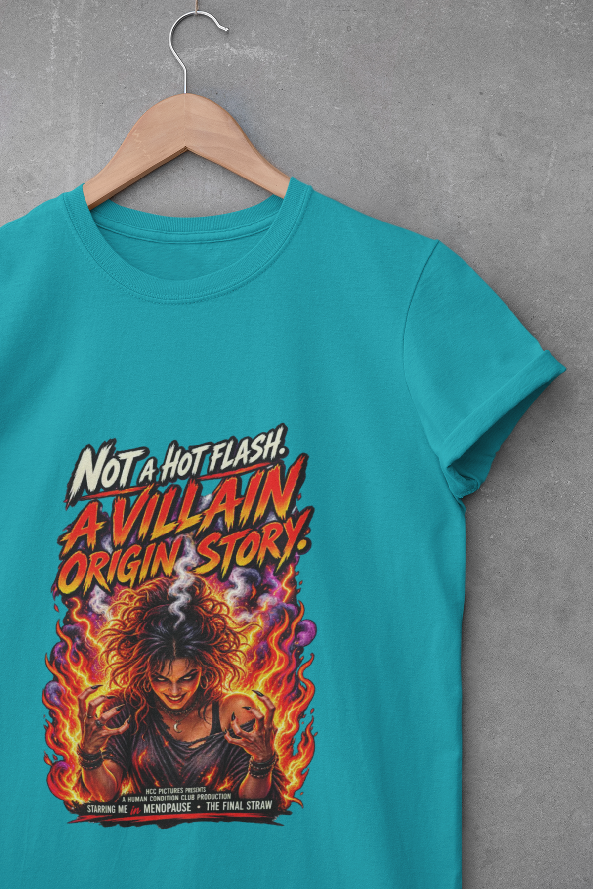 Menopause T-Shirt – “Not a Hot Flash, A Villain Origin Story” Funny Supervillain Tee