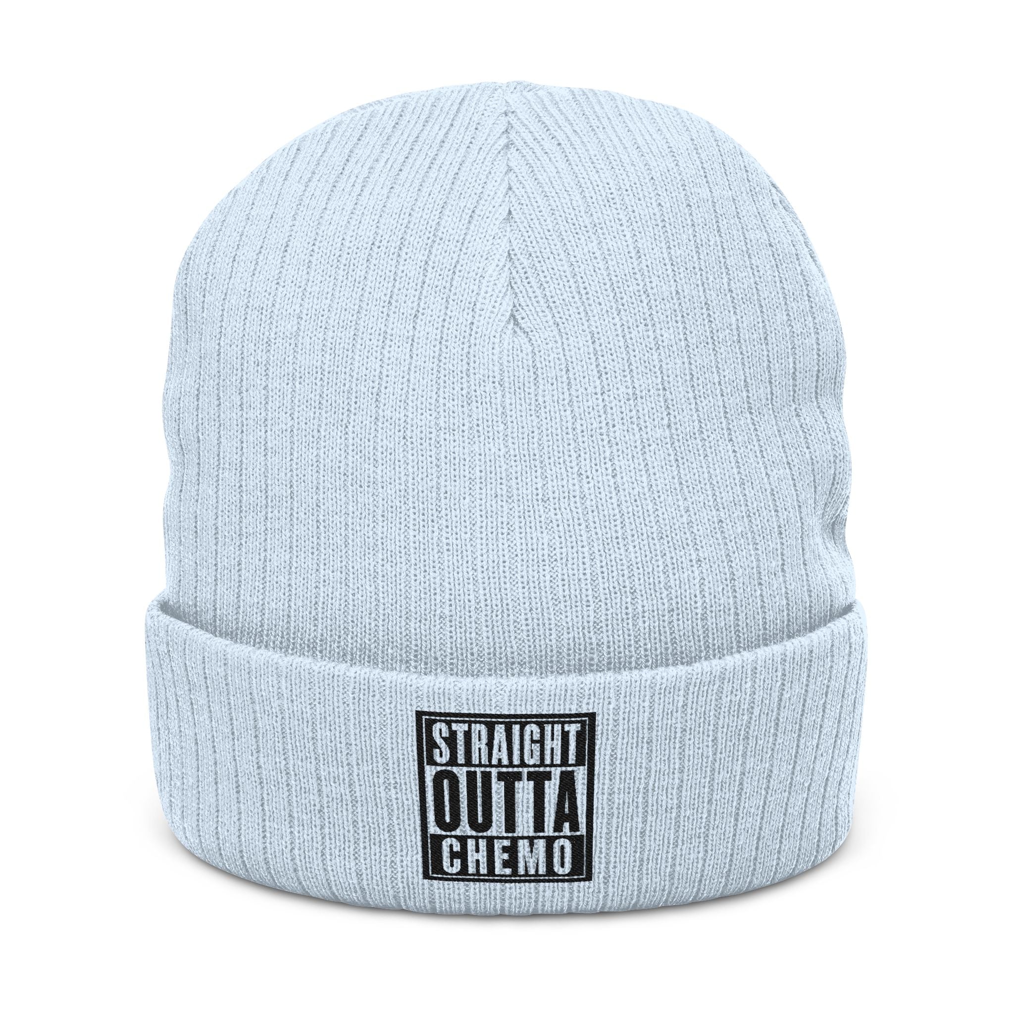 Straight Outta Chemo Wide Ribbed Beanie| Funny Chemo Hat | Cancer Patient Gift | Dark Humor Cancer Support Cap | Soft for Sensitive Skin