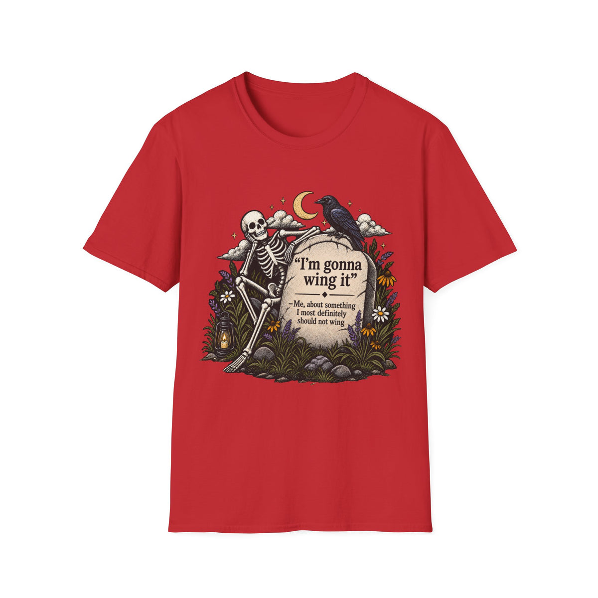 I’m Gonna Wing It Skeleton Tee | Funny Dark Humor Halloween Shirt