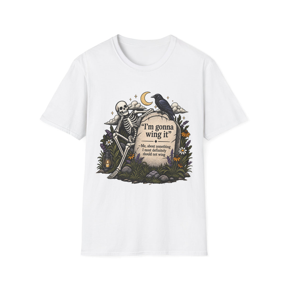 I’m Gonna Wing It Skeleton Tee | Funny Dark Humor Halloween Shirt