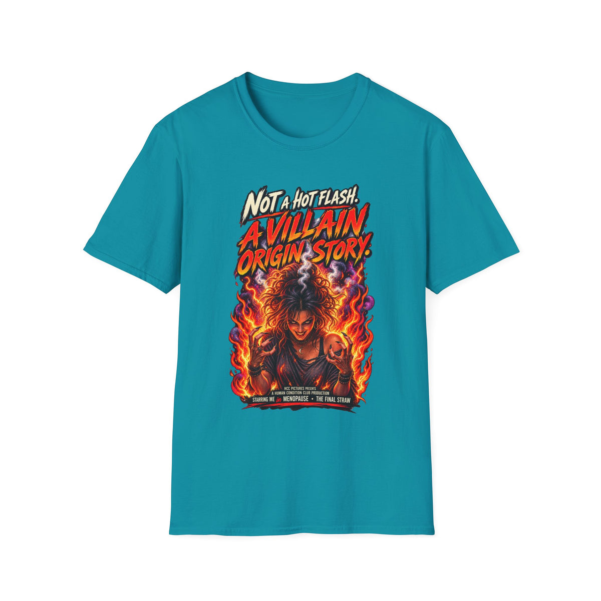 Menopause T-Shirt – “Not a Hot Flash, A Villain Origin Story” Funny Supervillain Tee