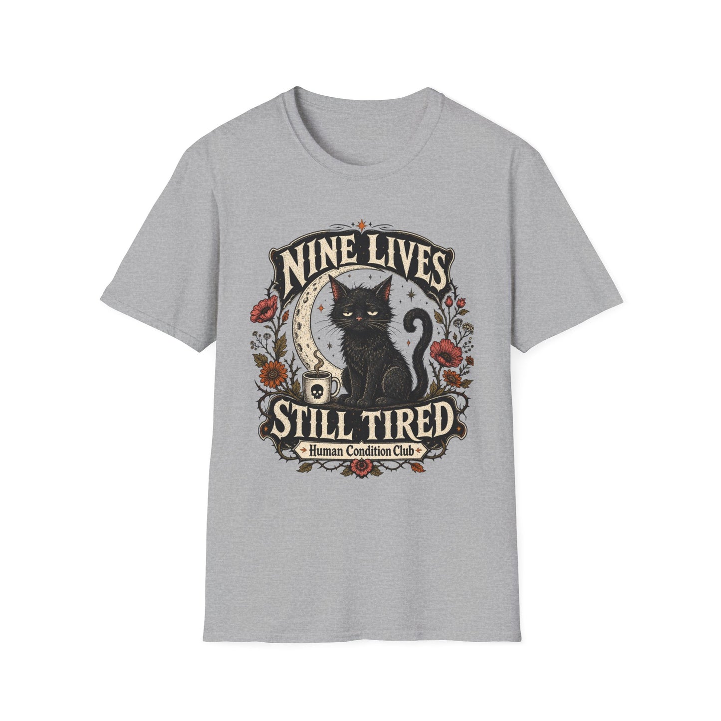 Nine Lives, Still Tired Black Cat T-Shirt