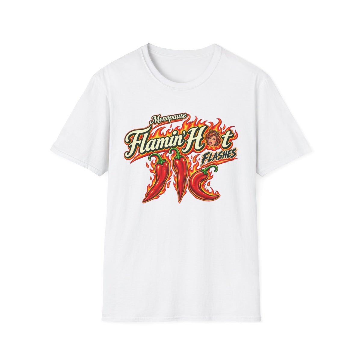 Menopause Flamin’ Hot Flashes Deluxe T-Shirt