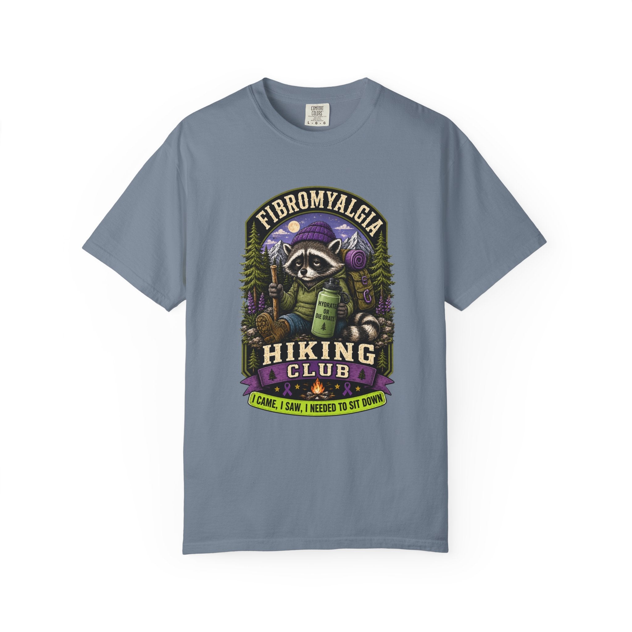 Fibromyalgia Raccoon Hiking Shirt, Funny Chronic Illness Tee, Spoonie Gift for Women, Autoimmune T-Shirt, Hiking Club, Comfort Colors
