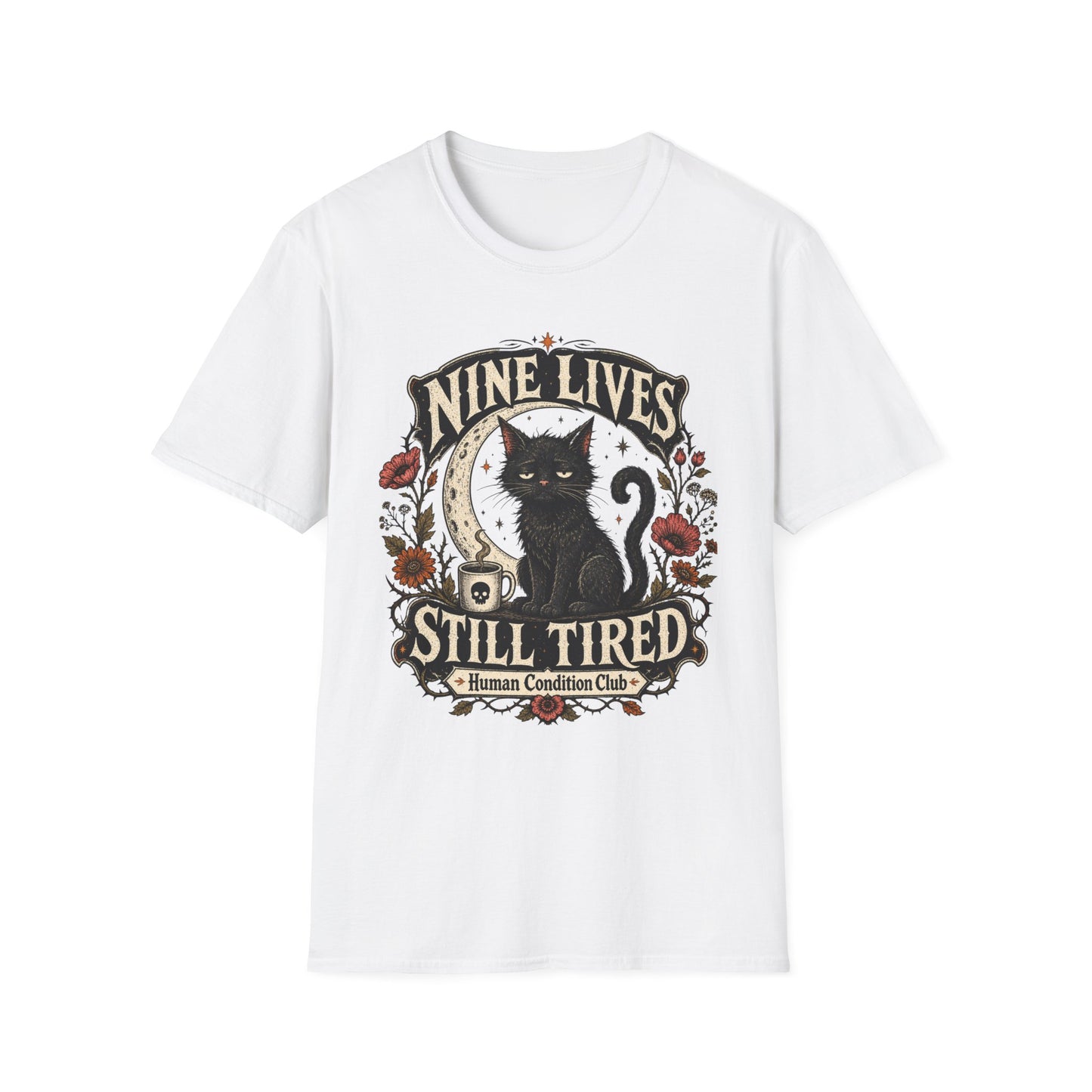 Nine Lives, Still Tired Black Cat T-Shirt
