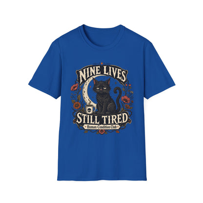 Nine Lives, Still Tired Black Cat T-Shirt