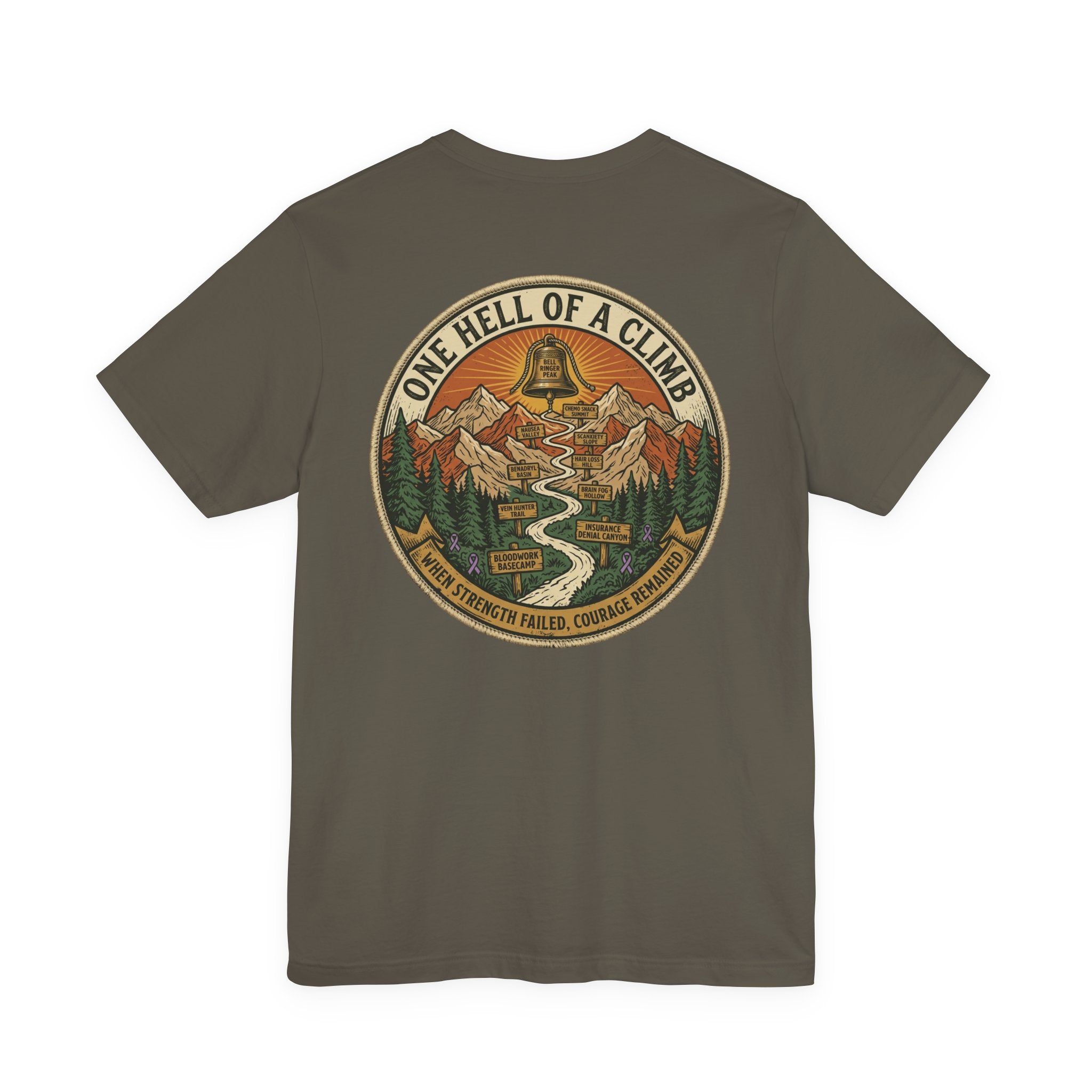 Bell Ringer Expedition Shirt, One Hell of a Climb Cancer Survivor Tee, End of Treatment Gift, Chemo Celebration, Shirt 2 Sided print
