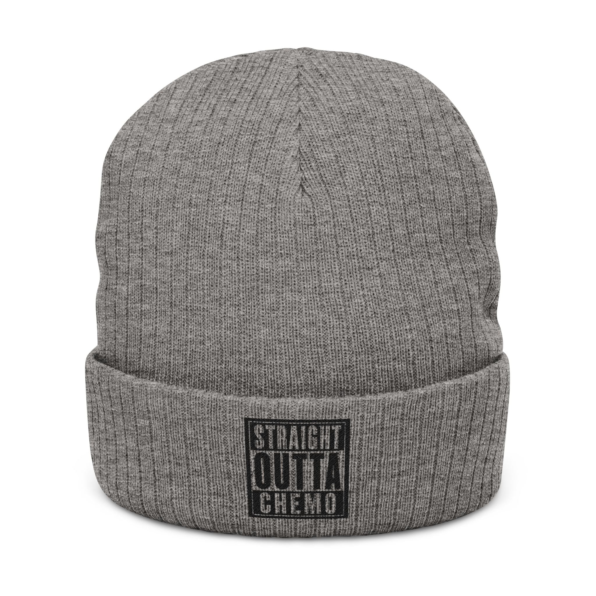 Straight Outta Chemo Wide Ribbed Beanie| Funny Chemo Hat | Cancer Patient Gift | Dark Humor Cancer Support Cap | Soft for Sensitive Skin