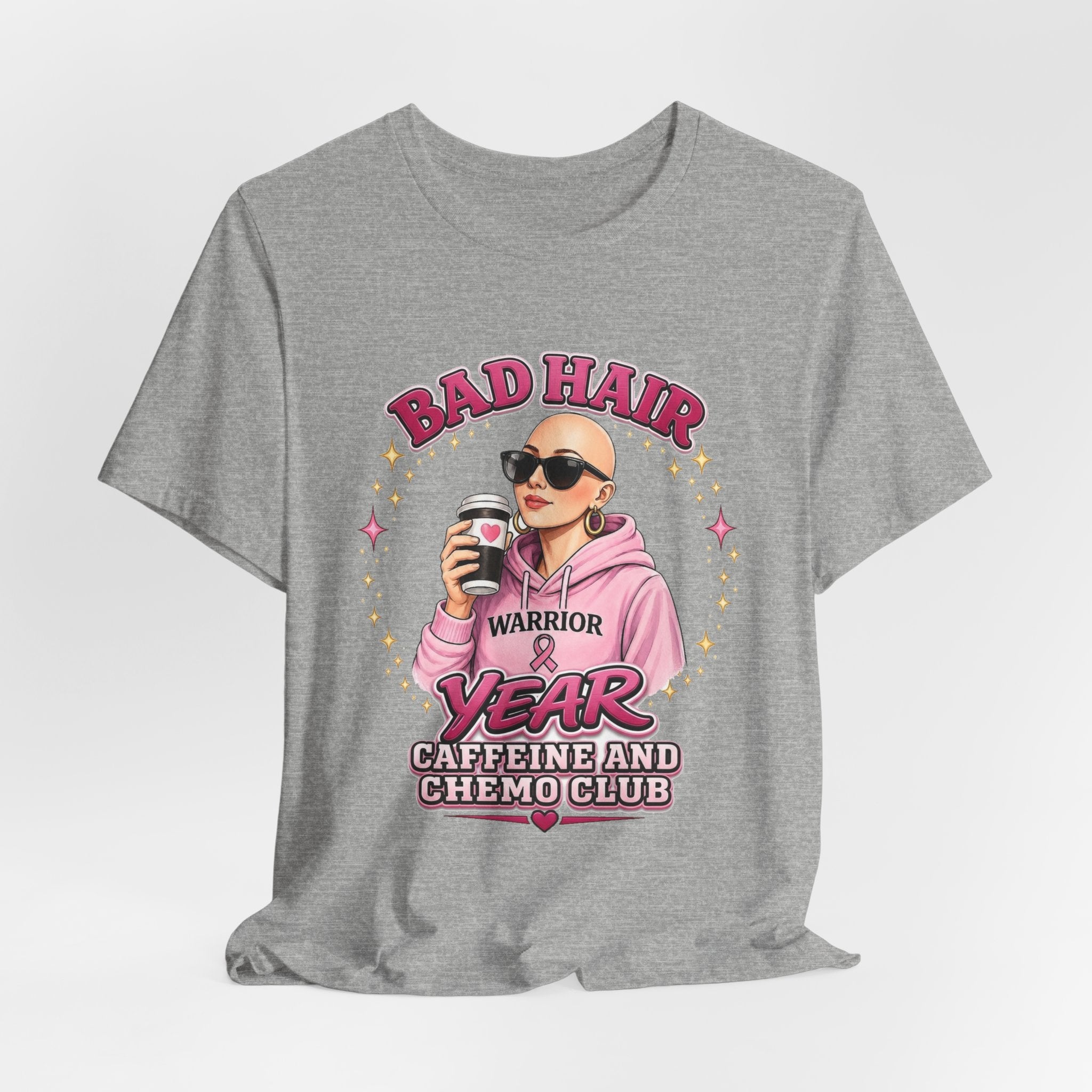 Bad Hair Year Shirt | Caffeine and Chemo Club Tee | Funny Chemo Warrior Cancer Support Gift