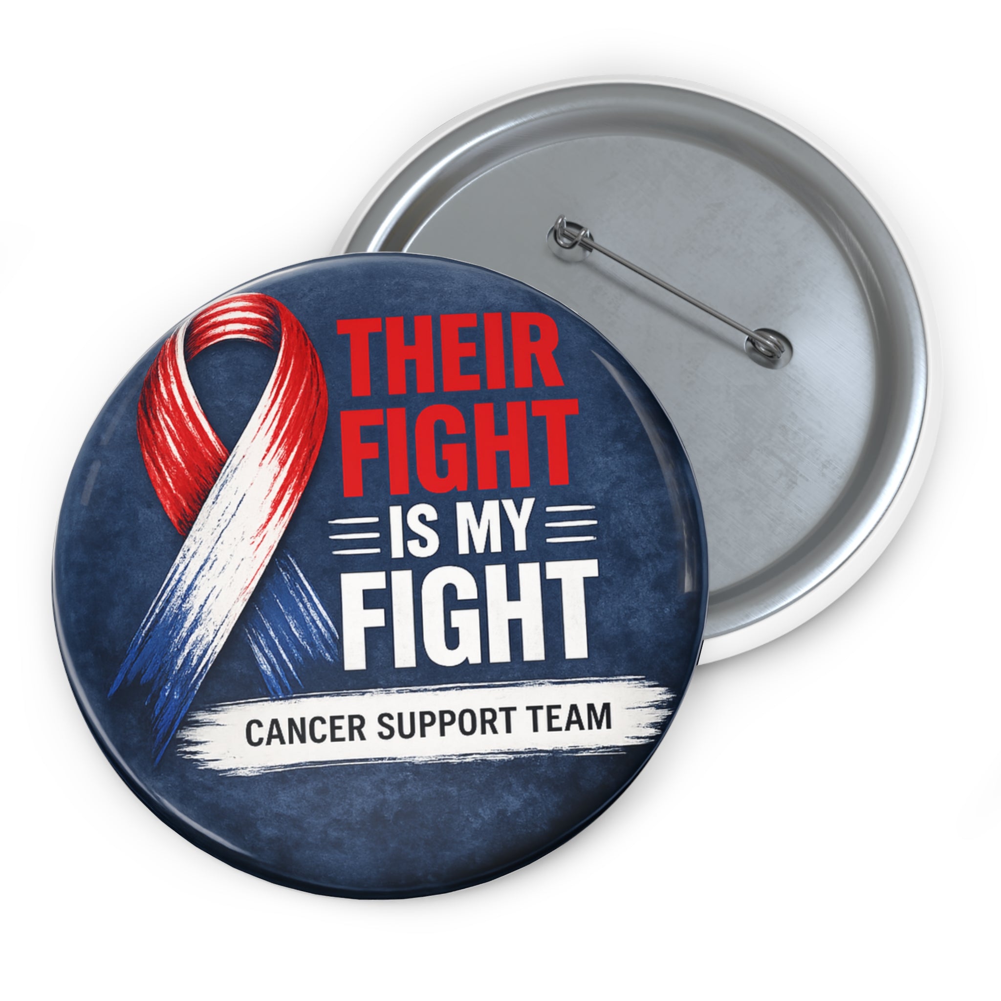 Cancer Gift , Their Fight Is My Fight Cancer Support Button, Red White Blue Cancer Awareness Pin, Cancer Support Team, Patriotic Ribbon Pin