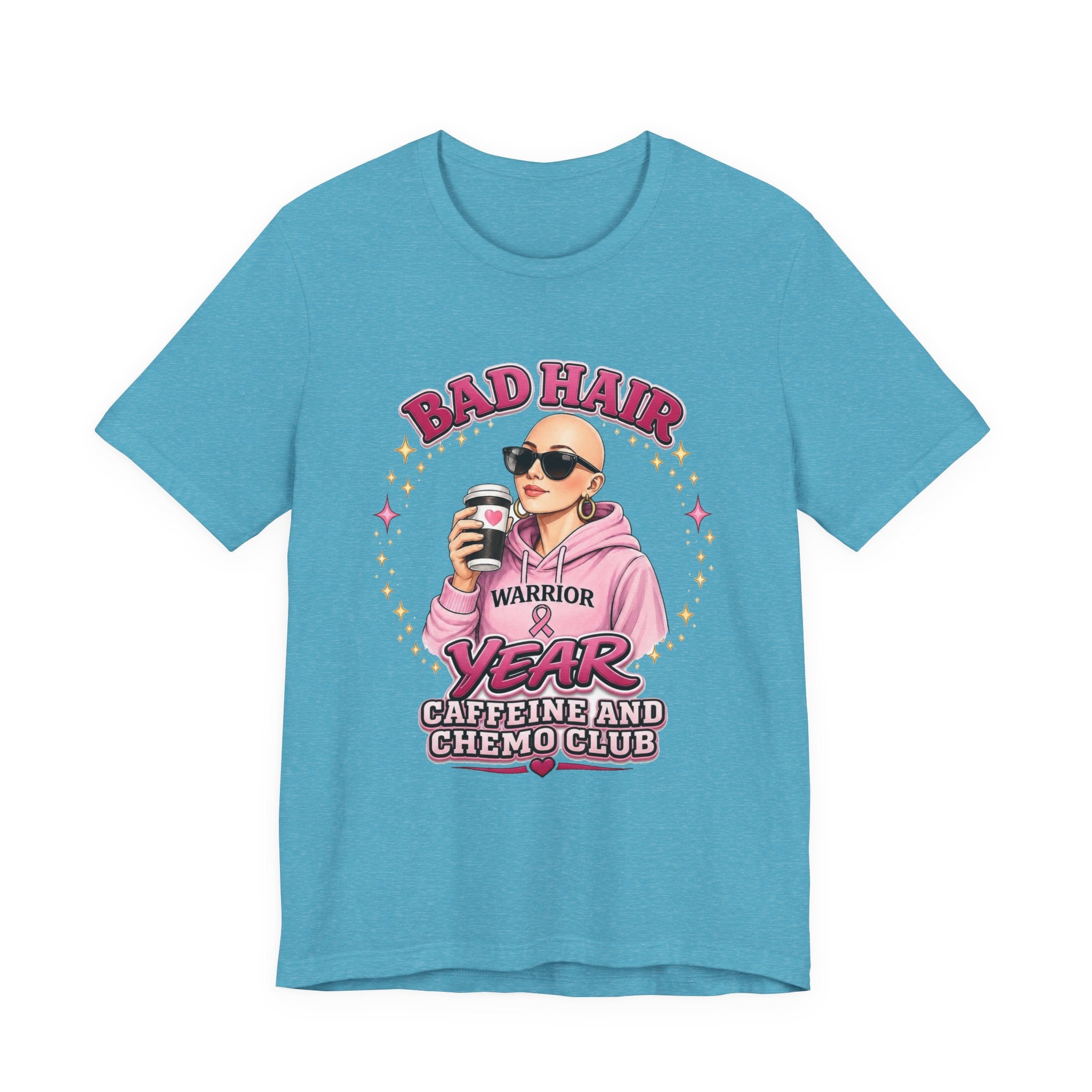 Bad Hair Year Shirt | Caffeine and Chemo Club Tee | Funny Chemo Warrior Cancer Support Gift