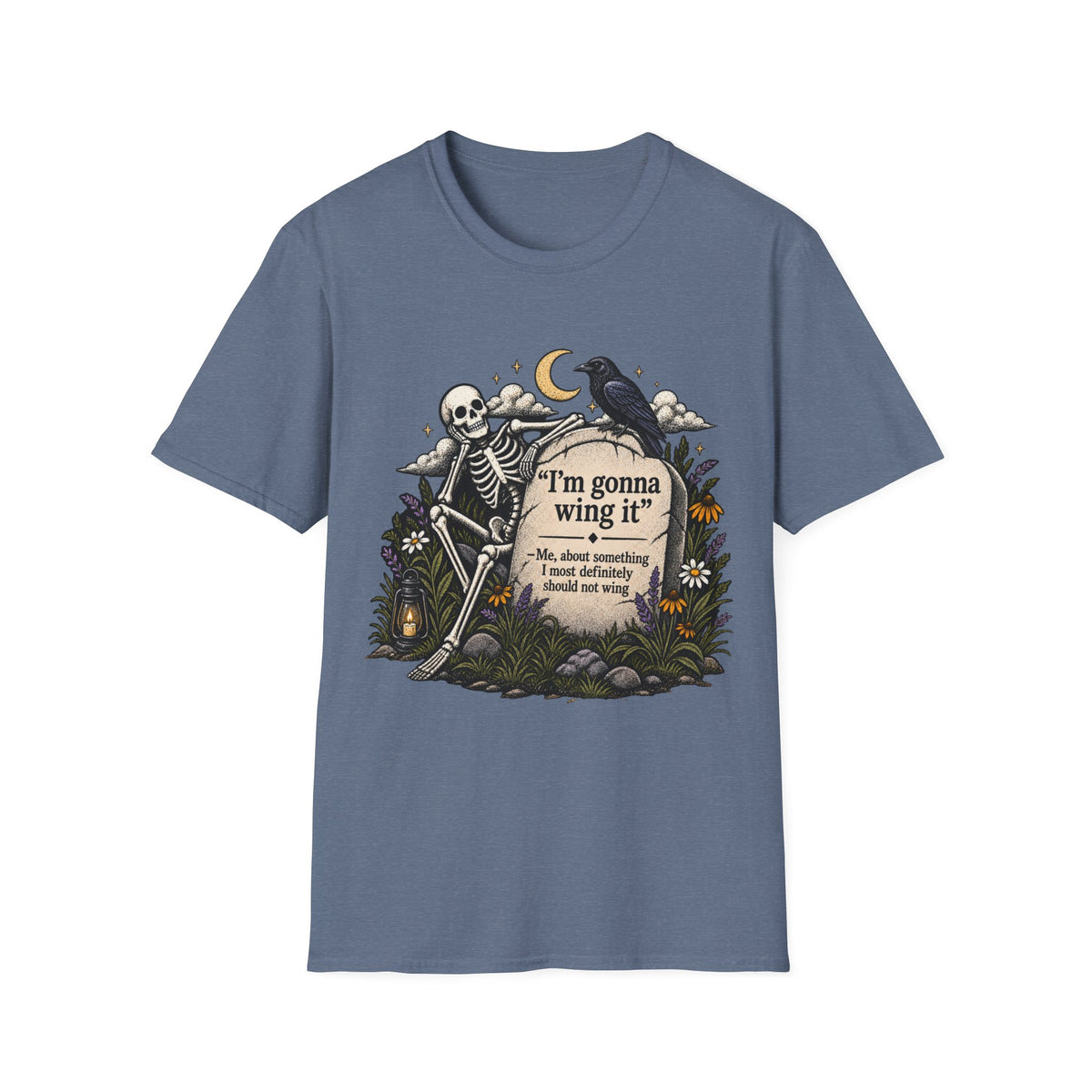 I’m Gonna Wing It Skeleton Tee | Funny Dark Humor Halloween Shirt