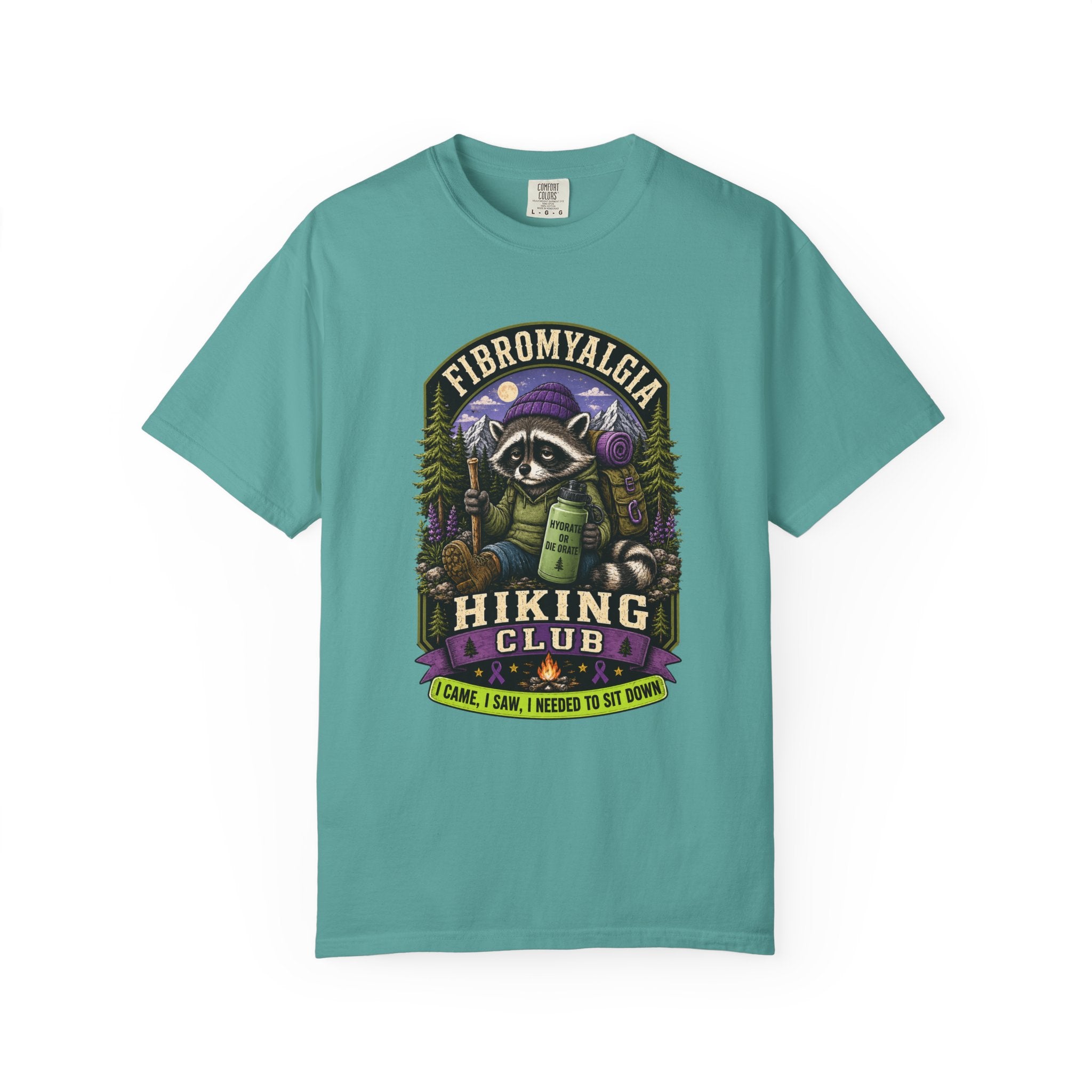 Fibromyalgia Raccoon Hiking Shirt, Funny Chronic Illness Tee, Spoonie Gift for Women, Autoimmune T-Shirt, Hiking Club, Comfort Colors