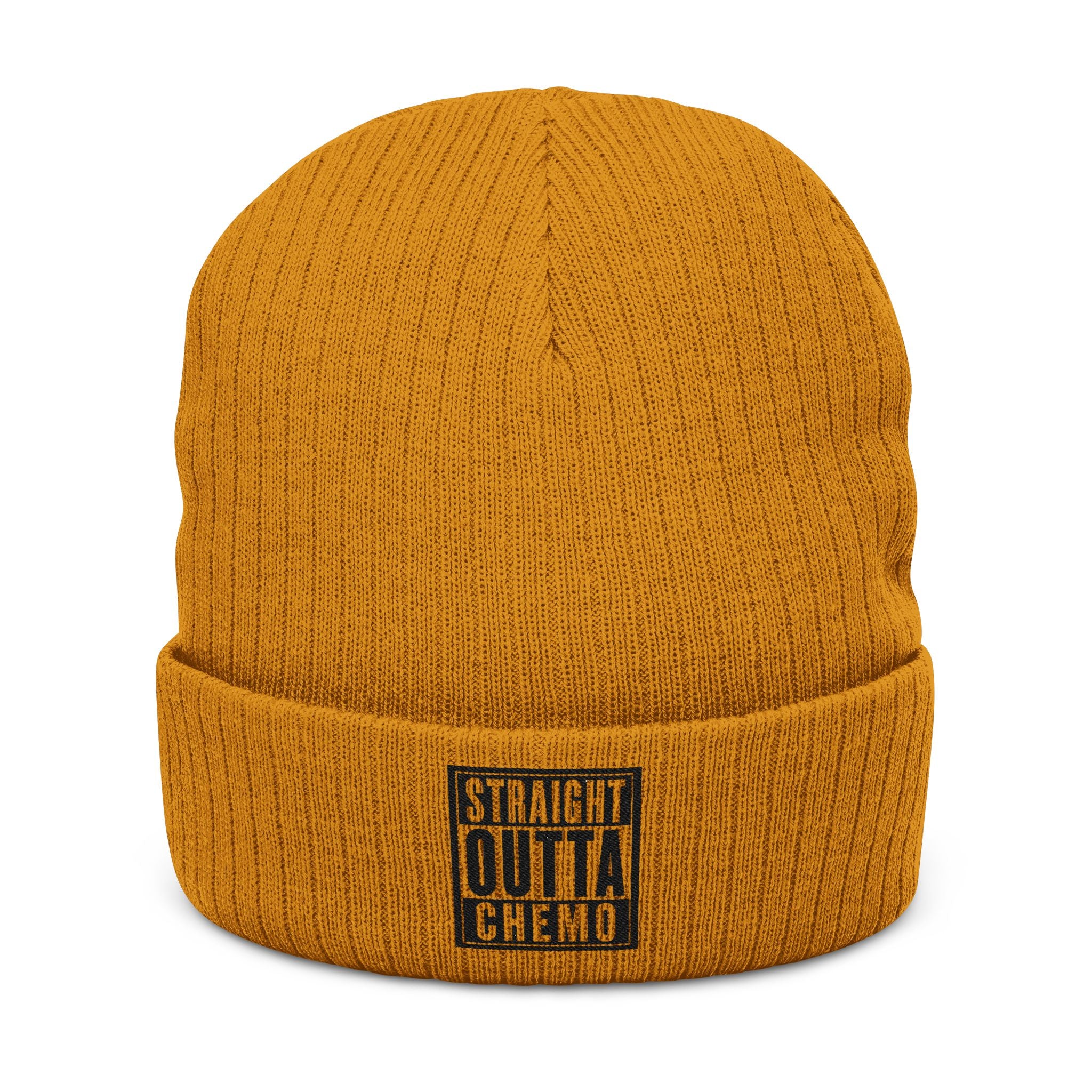 Straight Outta Chemo Wide Ribbed Beanie| Funny Chemo Hat | Cancer Patient Gift | Dark Humor Cancer Support Cap | Soft for Sensitive Skin