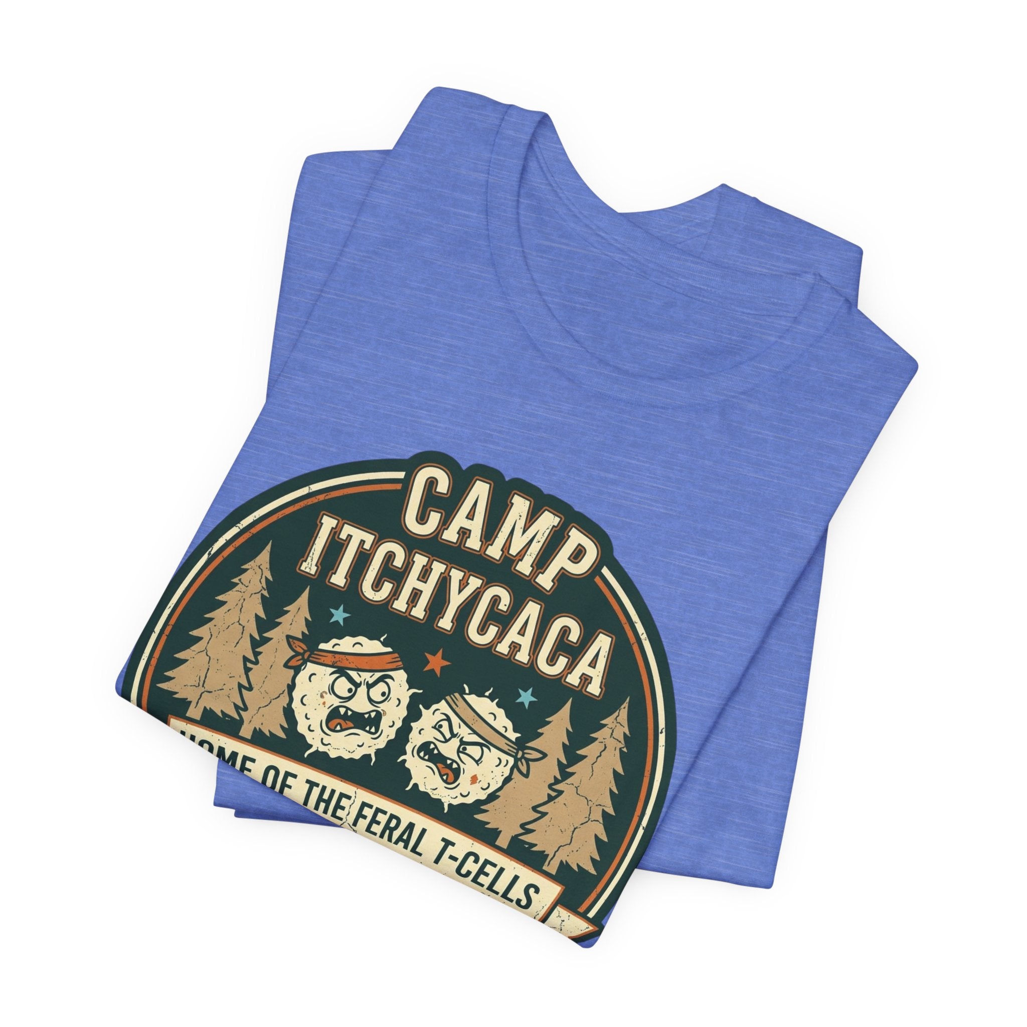 Immunotherapy Shirt,Camp ItchyCaca,Feral T-Cells Camping Tee,Funny Cancer Survivor Shirt,Dark Humor Chemo Immunotherapy Gift