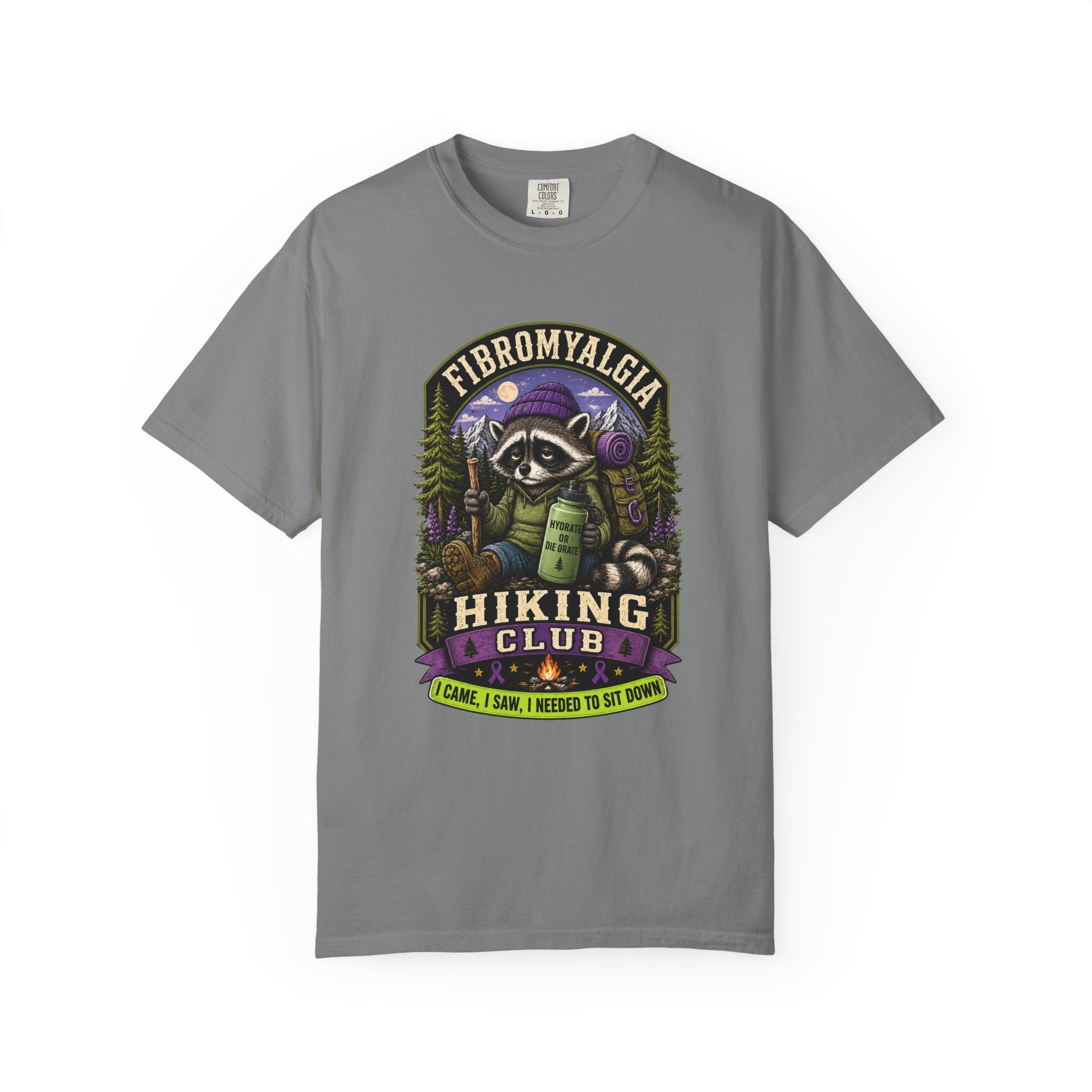 Fibromyalgia Raccoon Hiking Shirt, Funny Chronic Illness Tee, Spoonie Gift for Women, Autoimmune T-Shirt, Hiking Club, Comfort Colors